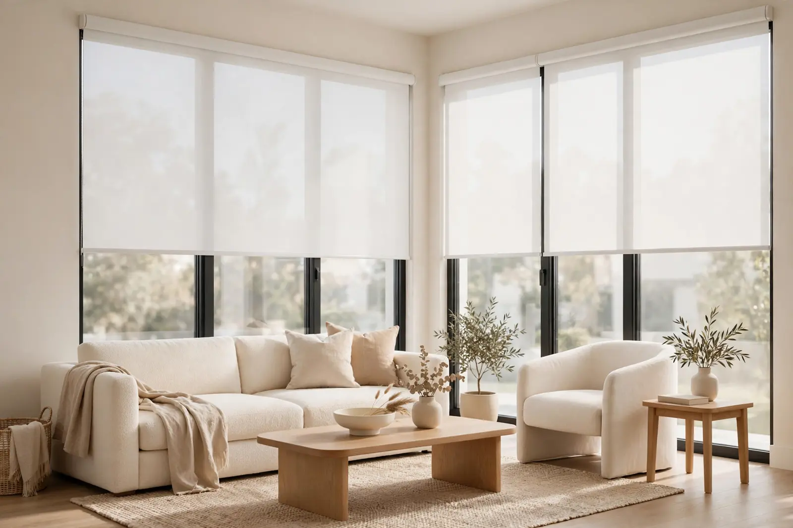 Roller blinds fitted on a window in Multan