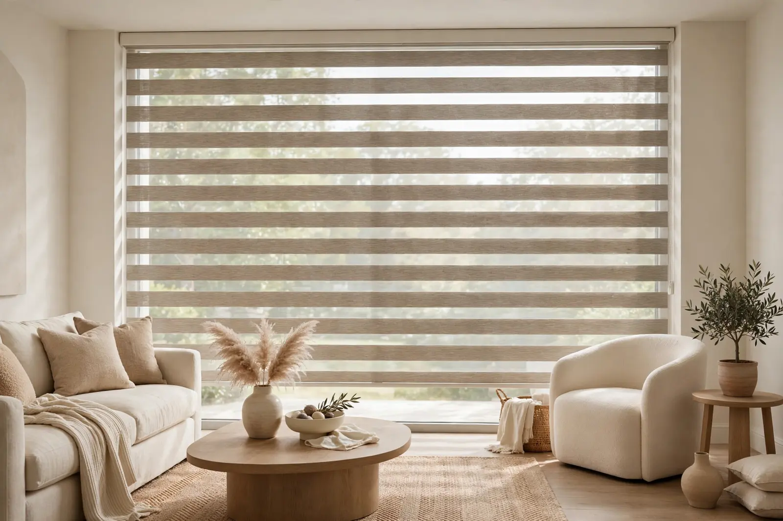Roller blind fabric in a bright room